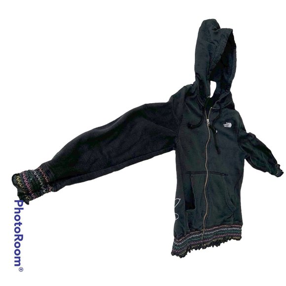 Vintage The North Face Women's Hooded Jacket Large Black Zip Embroidered… - Picture 9 of 12
